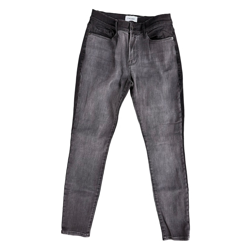 Size 28 Frame Le Skinny De Jeanne Duo Two Tone Black.Mid Rise Like New